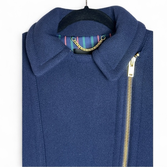 NEW J.CREW ZIPPED COAT IN STADIUM-CLOTH DARK NAVY GOLD ZIPPER MSRP$ 365 SIZE 000 - Picture 3 of 8